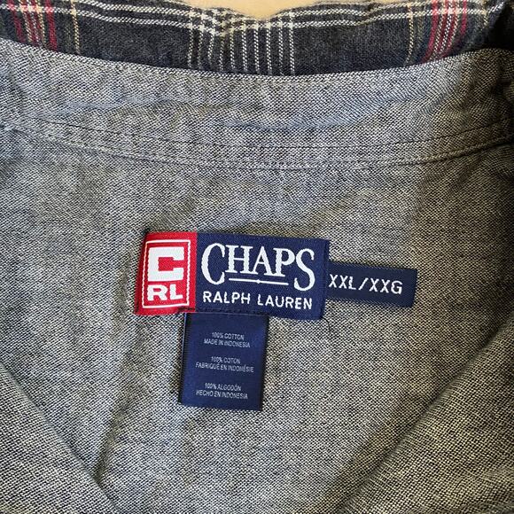 Chaps RL Mens Sz XXL Grey Plaid Button Down Shirt Double Cloth Cotton Casual - Picture 9 of 16
